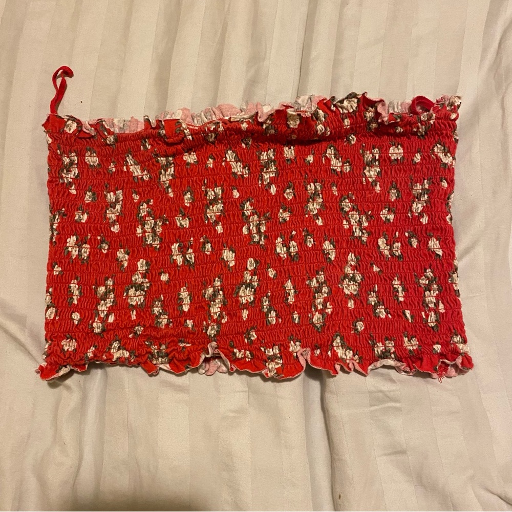 Red floral tube top large